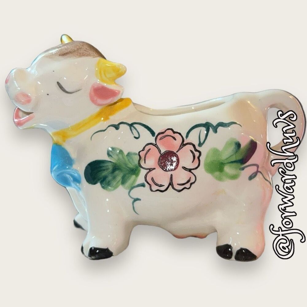 Vintage Floral Cow Creamer